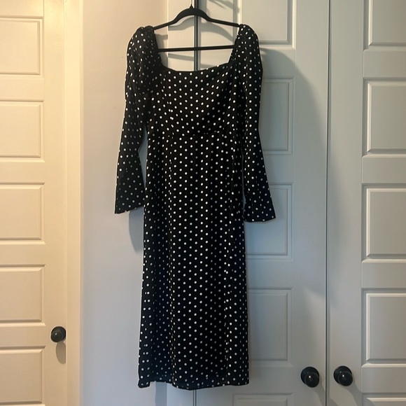 Lulu’s Charmed & Classy Black Polka Dot Long Midi Dress - Picture 3 of 4